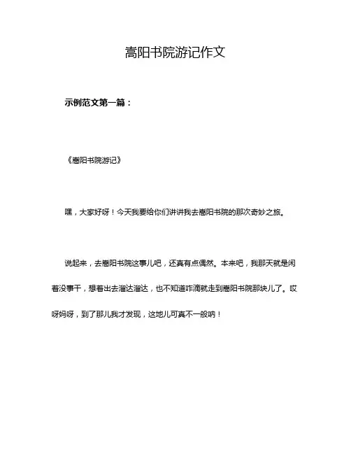 嵩阳书院游记作文
