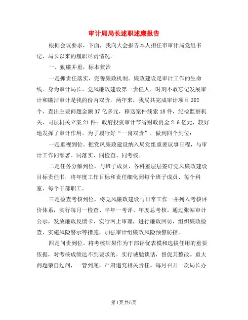 审计局局长述职述廉报告