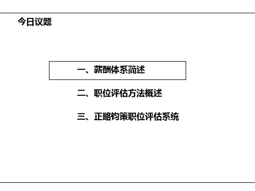 职位价值评估系统概述