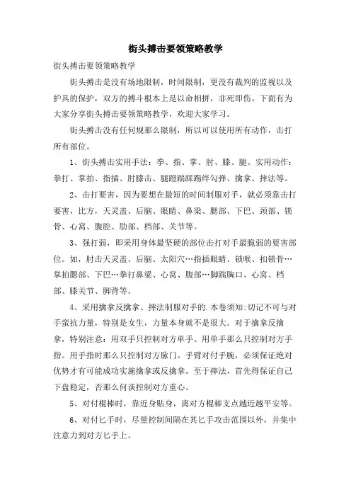 街头搏击要领策略教学