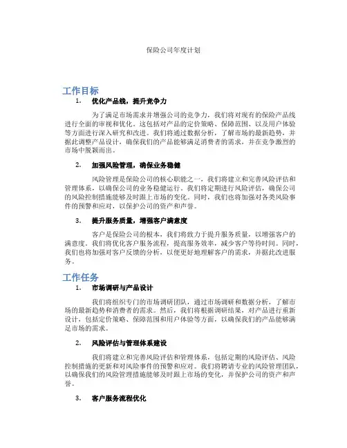 保险公司年度计划