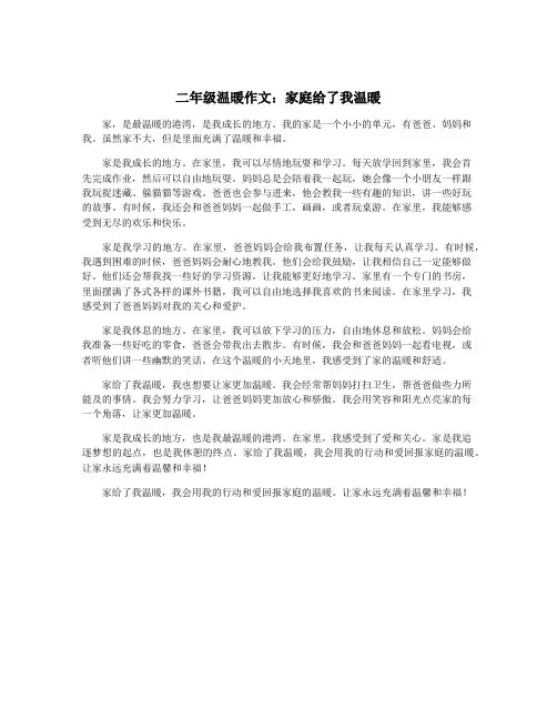二年级温暖作文:家庭给了我温暖