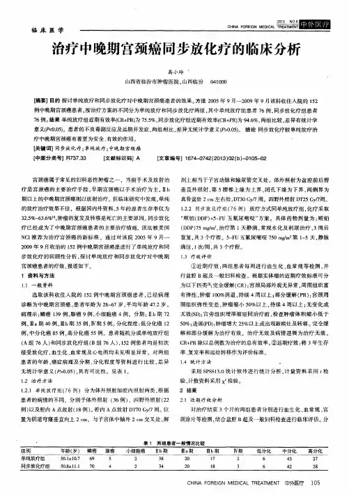治疗中晚期宫颈癌同步放化疗的临床分析