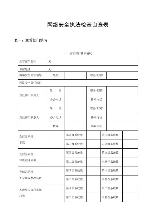 网络安全执法检查自查表