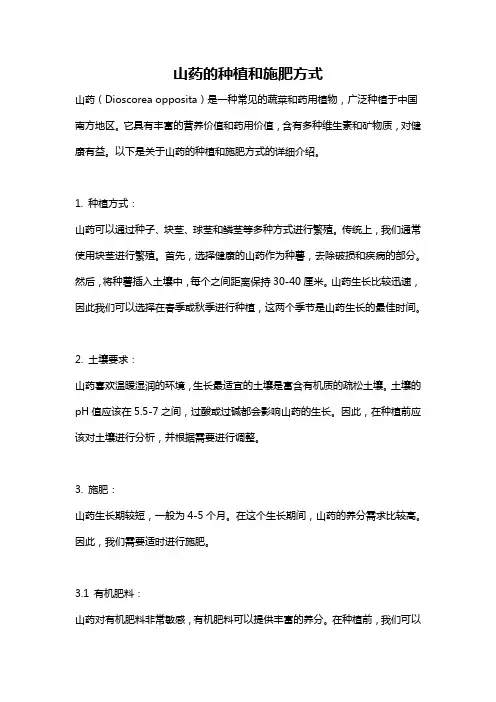 山药的种植和施肥方式