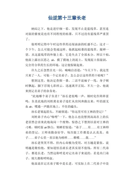 小学六年级想象作文：仙逆 第十三章 长老