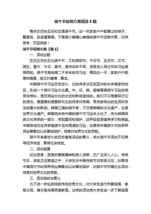 端午节促销方案精选5篇