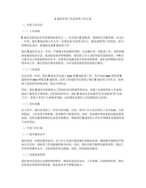 b超室年度工作总结和工作计划