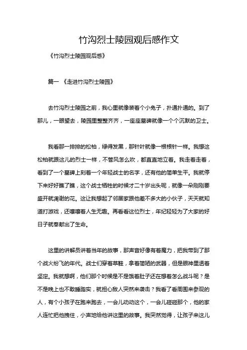 竹沟烈士陵园观后感作文