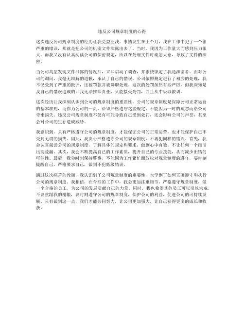 违反公司规章制度的心得