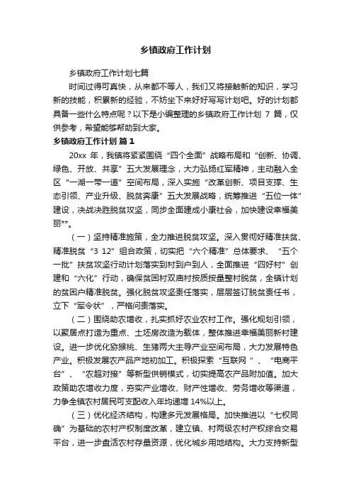 乡镇政府工作计划七篇