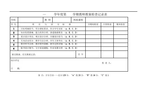 教学常规检查记录表