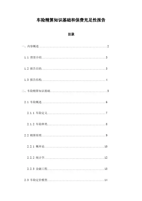 车险精算知识基础和保费充足性报告