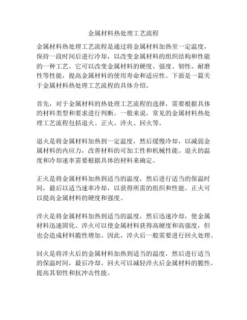 金属材料热处理工艺流程