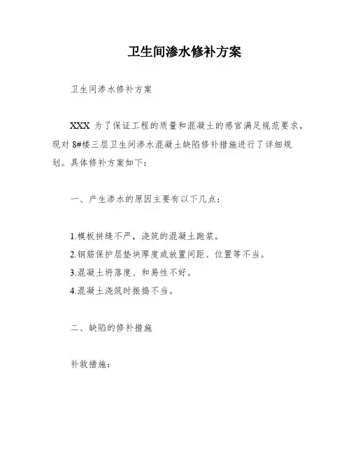 卫生间渗水修补方案