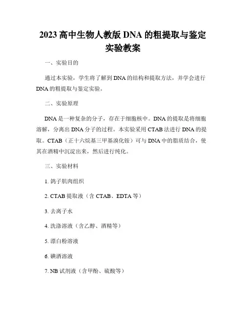 2023高中生物人教版DNA的粗提取与鉴定实验教案