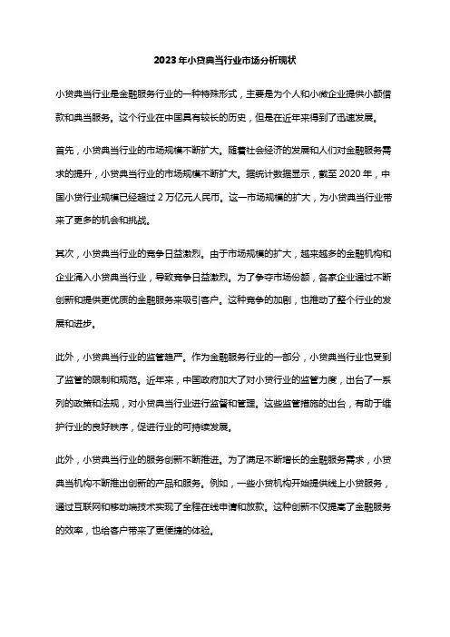 2023年小贷典当行业市场分析现状