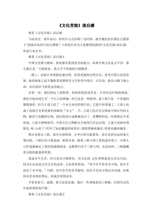 《文化苦旅》读后感