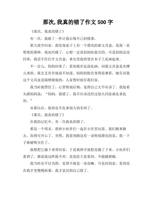 那次,我真的错了作文500字