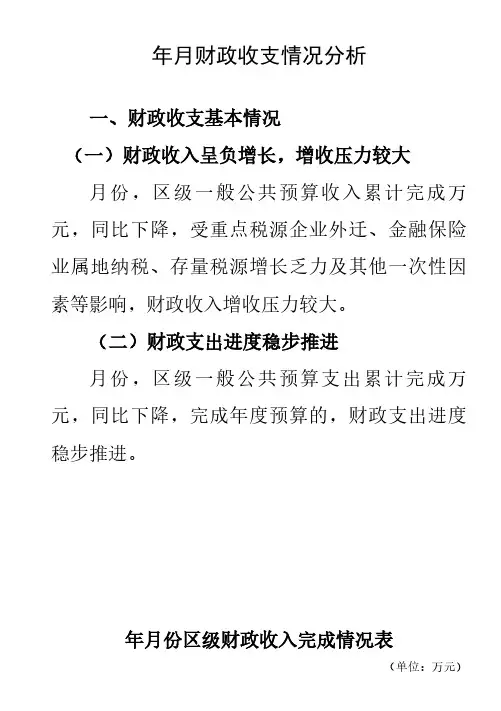 2018年03月财政收支情况分析