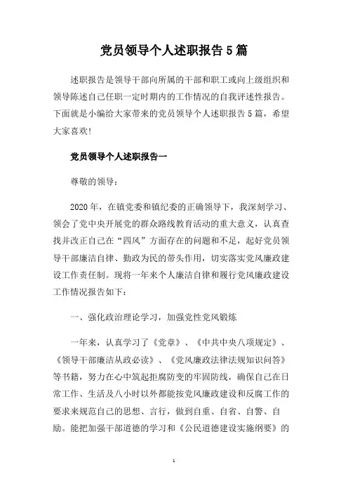 党员领导个人述职报告5篇.doc