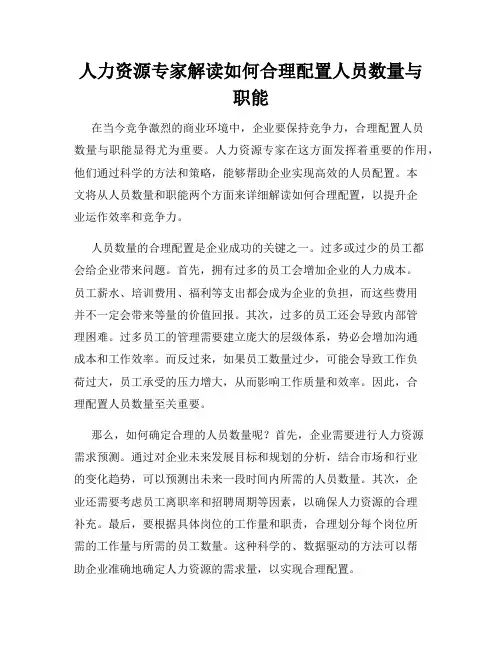 人力资源专家解读如何合理配置人员数量与职能