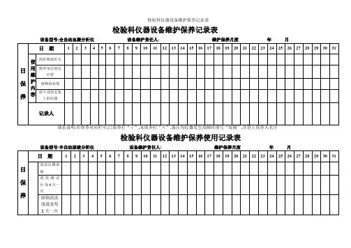 检验科仪器设备维护保养记录表