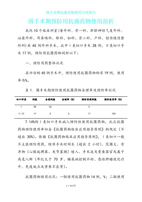 围手术期抗菌药物使用分析报告