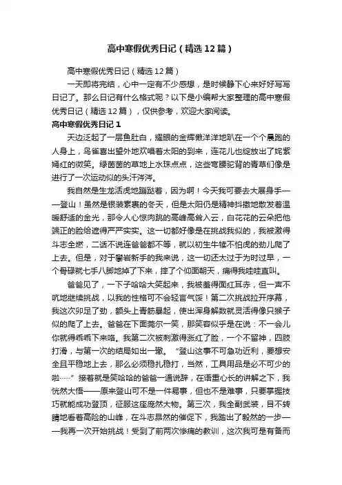 高中寒假优秀日记（精选12篇）