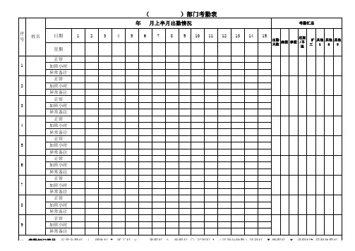 员工考勤表