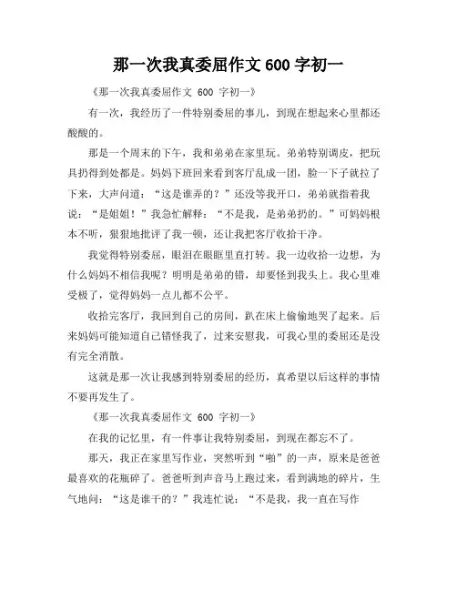 那一次我真委屈作文600字初一