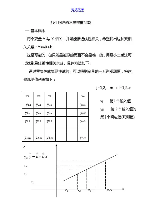 线性回归的不确定度问题