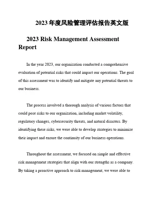 2023年度风险管理评估报告英文版
