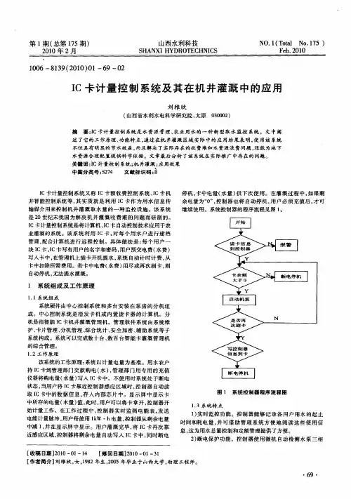 IC卡计量控制系统及其在机井灌溉中的应用