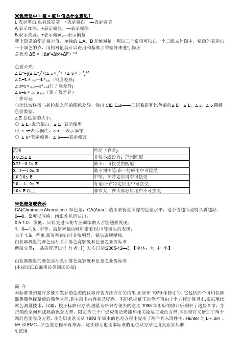 色差仪中L值a值b值