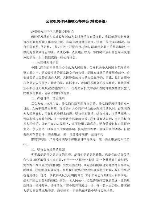 公安机关作风整顿心得体会(精选多篇)
