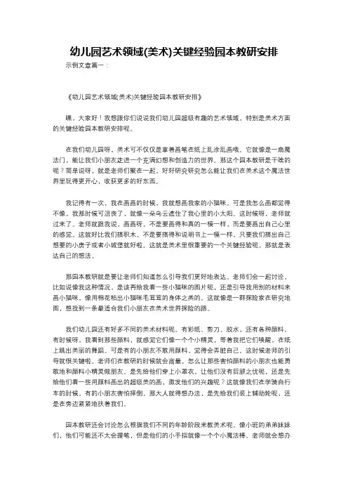 幼儿园艺术领域(美术)关键经验园本教研安排