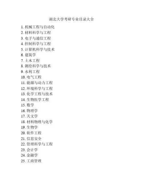 湖北大学考研专业目录大全