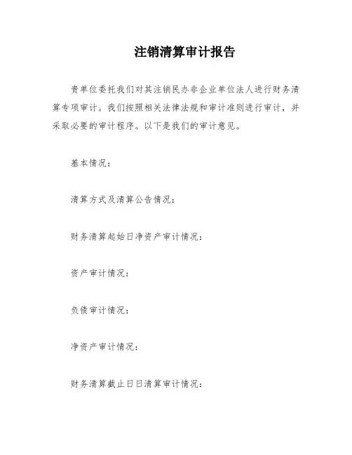 注销清算审计报告