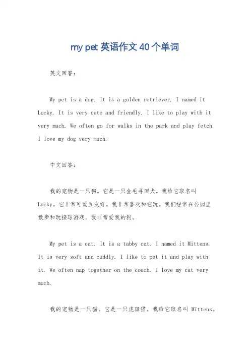 my pet 英语作文40个单词