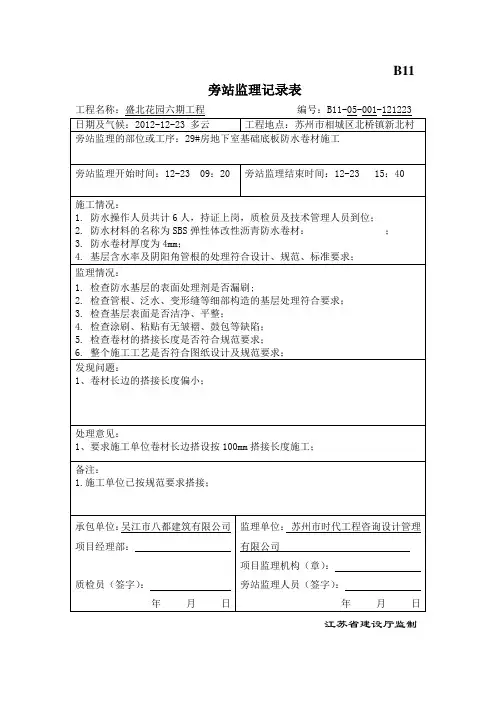 防水旁站记录-S120712-B11-05-001-121223