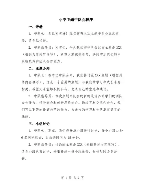 小学主题中队会程序