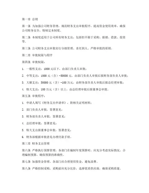 公司财务支出审批管理制度