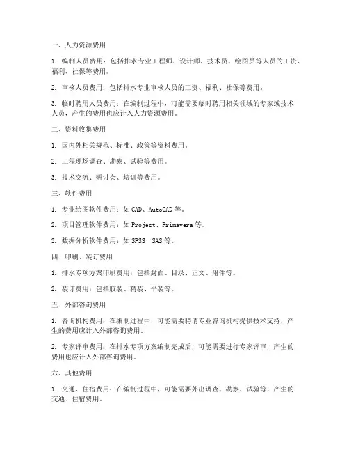 排水专项方案编制费用