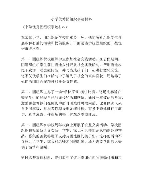 小学优秀团组织事迹材料