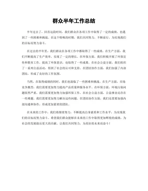群众半年工作总结