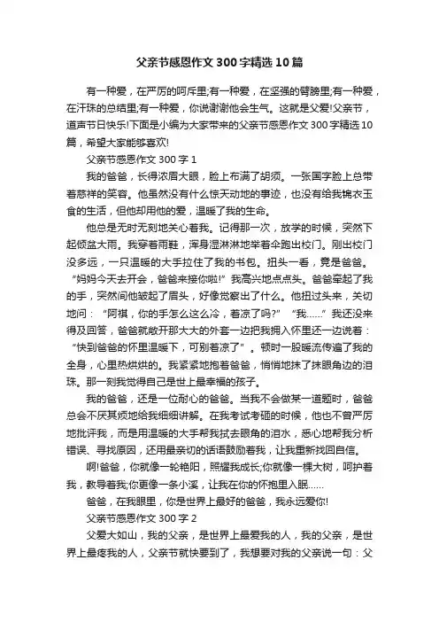 父亲节感恩作文300字精选10篇