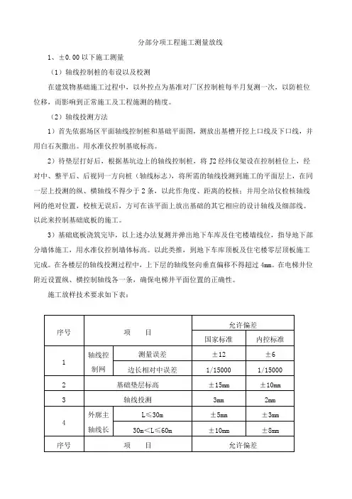 分部分项工程施工测量放线