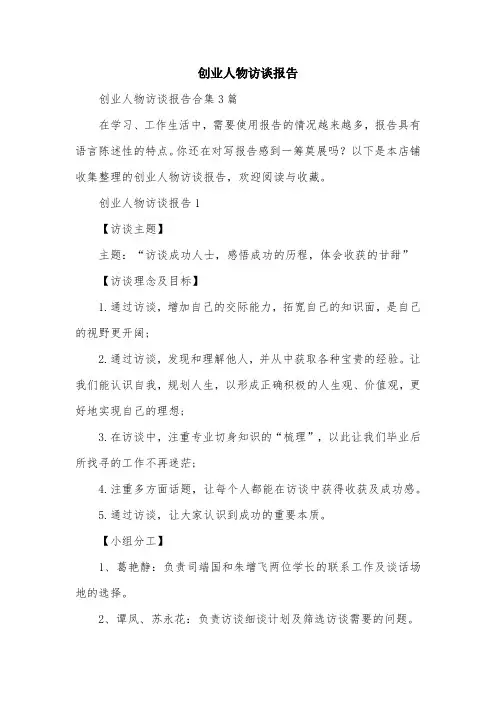 创业人物访谈报告