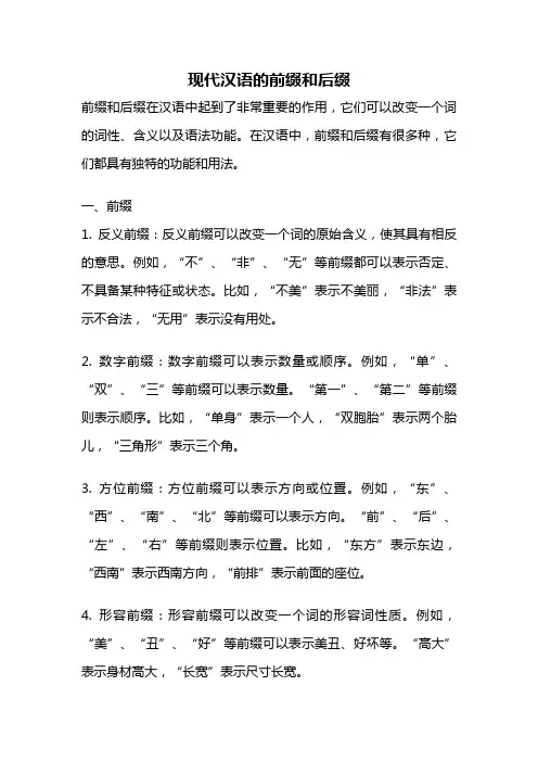 现代汉语的前缀和后缀